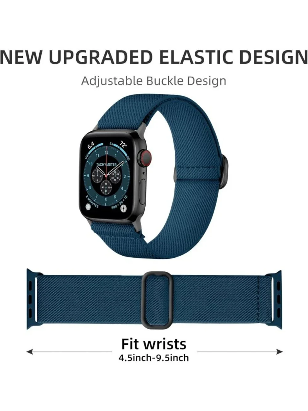 3 Pack Stretchy Solo Loop Apple Watch Bands for Men, Soft Nylon Braided Straps
